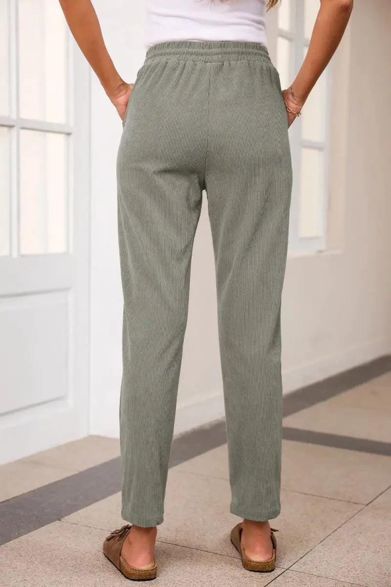 Comfortable Drawstring Straight Pants with Pockets - Love Salve